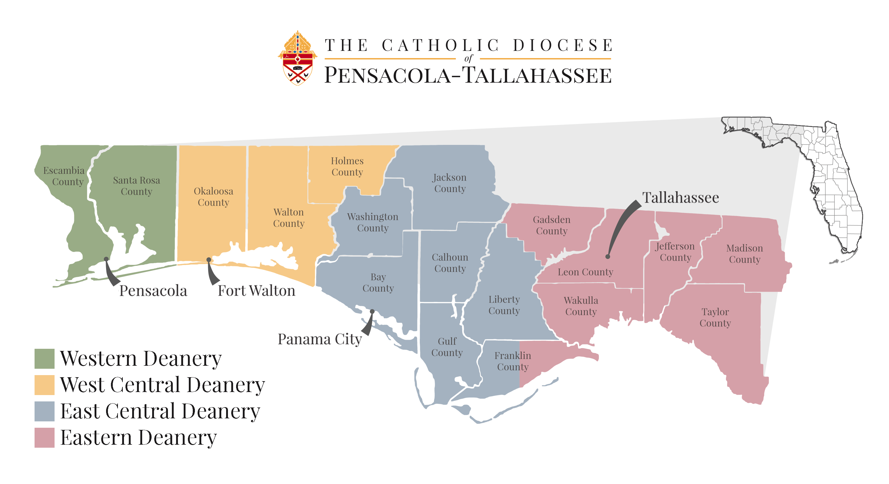 About Our Diocese Catholic Diocese Of Pensacola Tallahassee Standard Deanery Map 2017 